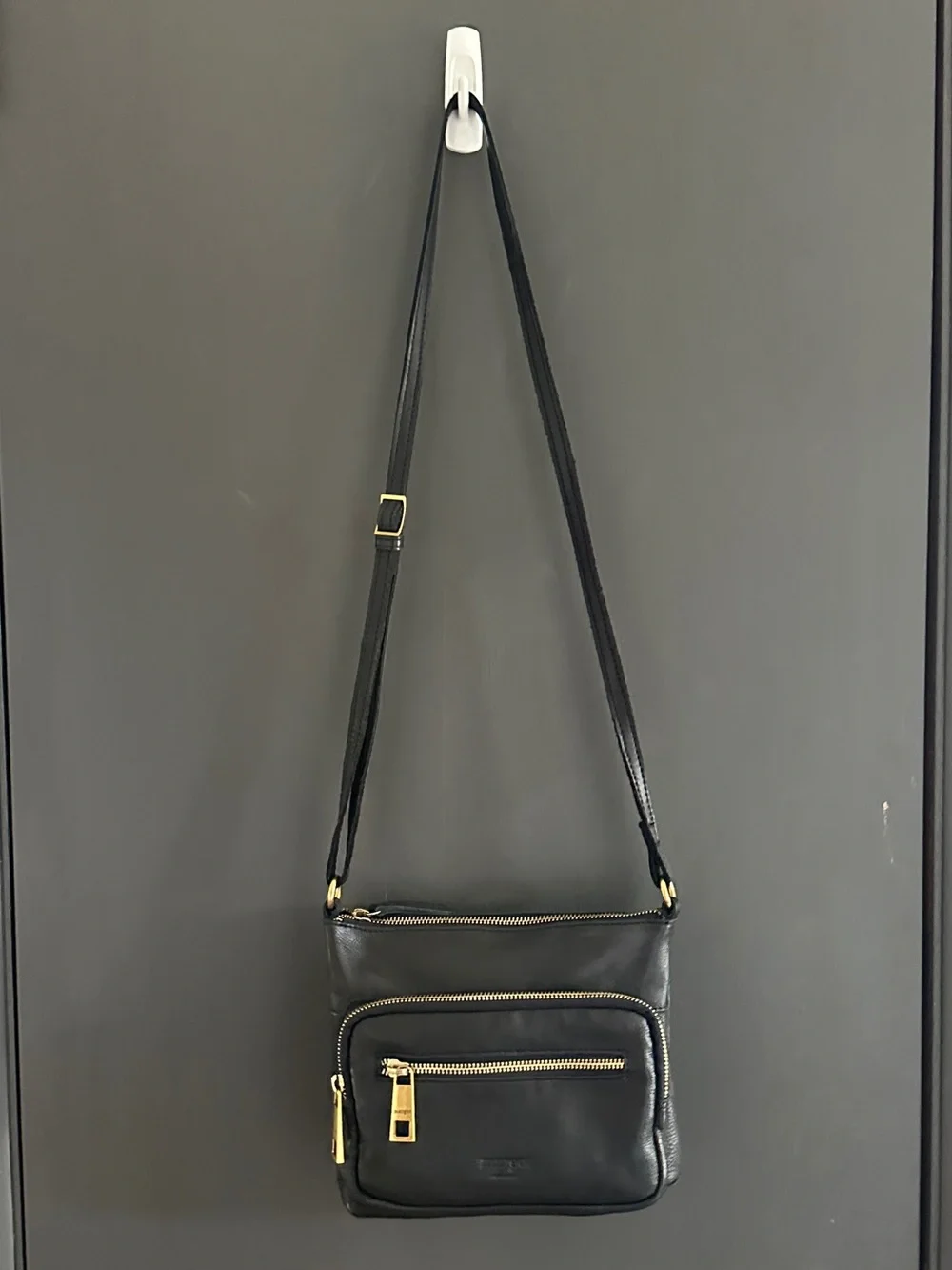 Margot Peyton Black Genuine Leather Crossbody Bag NWOT